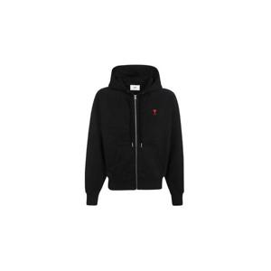 AMI아미 하트 로고 코튼 후드 집업 블랙 USW415-747-001