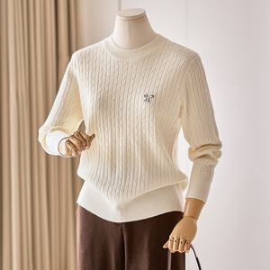 [커스텀에이블] 리본자수 꽈배기 니트_T2601KN003A