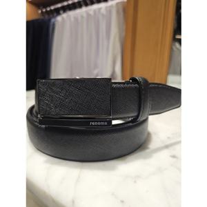 [레노마벨트] RQSBE1-209BK블랙 천연소가죽 롱사이즈 자동벨트[폭3cm 길이130cm내외 최대43인치까지사용]