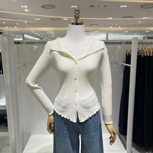 [밸리걸] 레이스 배색 버튼 니트 616981