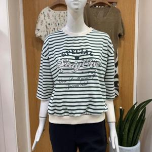 클리지 DP01 라운드 넥 프린 스트라이프 티 CP6WTS09