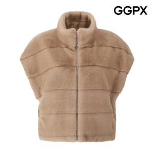 GGPX  밍크 페이크 퍼 집업 베스트 (GQ1VT001F)