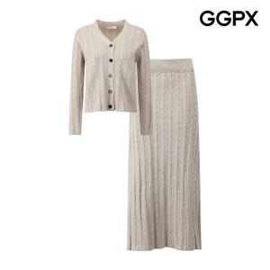 GGPX  꽈배기 니트 가디건 앤 스커트 셋업 (GQ1ST004F)