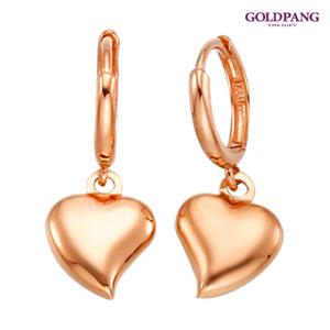 골드팡 14k 로즈 할로우 하트통통 귀걸이-드롭형
