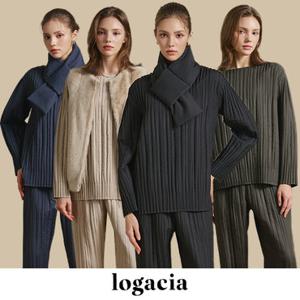 로가시아 24FW 윈터 웜 이지 패딩 플리츠 세트(상하의+머플러)