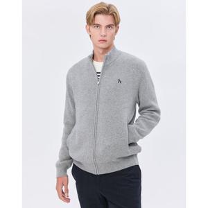 헤지스 남성 24FW 스테디셀러 그레이 짜임 울혼방 집업니트 WHSW4D321G2