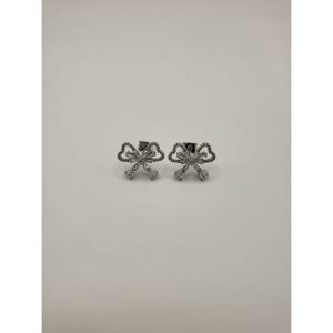 [스텔라앤로라]여성귀걸이 리본 특수큐빅 은침 귀걸이 18K도금 SAR-120 실버