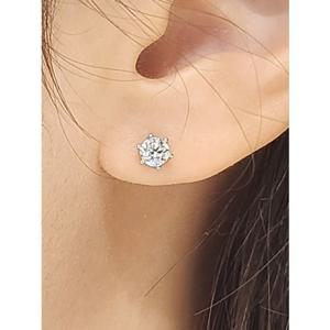 미니골드 [플래티넘-랩3부] 베이직 6프롱 귀걸이 EAAS5100L