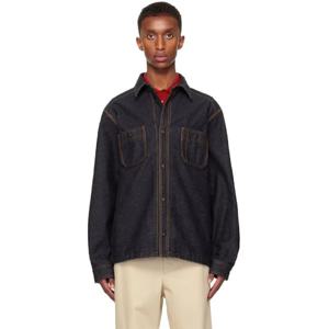 25 FW 몽클레어 남성 블루 로고 패치 데님 셔츠 242111M192074