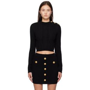 25 FW 발망 여성 블랙 버튼 스웨터 231251F096005