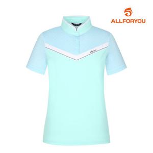 [올포유][올포유] 여성 V 배색 하프넥 반팔 티셔츠 AWTHL4201-83