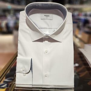 [레노마] 스판 트윌 솔리드 카라배색 슬림핏 긴소매 RZRSL0111WH