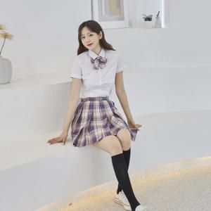 아트박스/교복몰 레드퍼플체크 스커트 리본타이 SET 교복 학생복