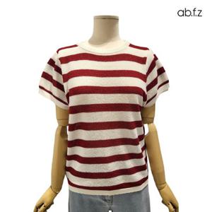 [에이비에프지]레이어드 소매 포인트 스트라이프 반팔 니트 APZ5HW38G