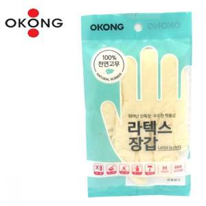 오공 천연고무 라텍스 장갑 M 6매 3켤레입