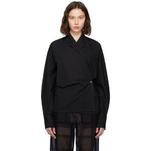 25 FW 토템 여성 블랙 랩 블라우스 252771F107002