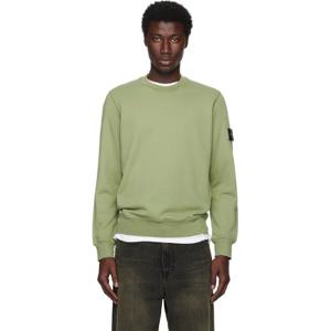 25 FW 스톤아일랜드 남성 그린 6100044 오가닉 코튼 플리스 스웨트셔츠 252828M204004