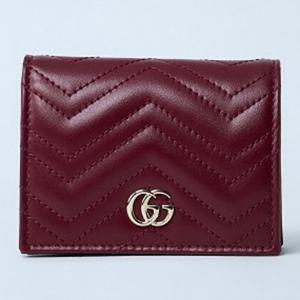 26 SS 구찌 GG Marmont 마몽트 로고 퀼트 레더 스몰 월렛 중지갑 버건디 466492 DTDHV