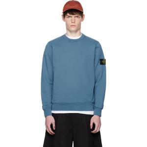 25 FW 스톤아일랜드 남성 블루 6100060 오가닉 코튼 플리스 스웨트셔츠 252828M204005