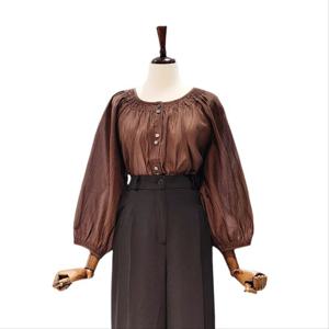 [나인스텝]시스루 셔링 블라우스 N25NS5302