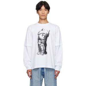 25 FW 사카이 남성 화이트 웨어 더 와일드 띵스 아 코튼 티셔츠 252445M213030