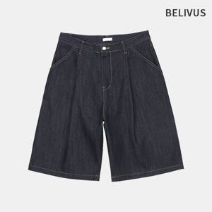 [빌리버스]빌리버스 남자 원턱 버뮤다 데님 반바지 BDGP004