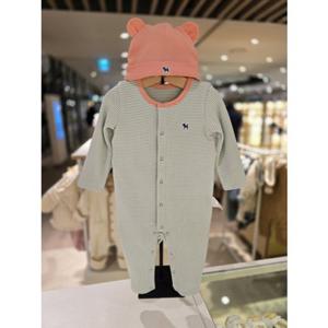 [블루독베이비] 25 FW(민트)캔디골지세트우주복(45C7004111) 신생아 출산 백일 선물 조카 유아 아가옷 모자