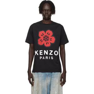 25 FW 겐조 남성 블랙 겐조 파리 보크 플라워 티셔츠 252387M213019