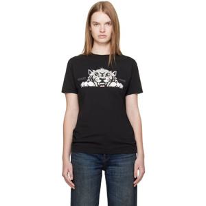 25 FW 겐조 여성 블랙 겐조 파리 겐조 해피 타이거 티셔츠 252387F110000