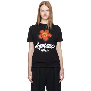 25 FW 겐조 여성 블랙  Paris Futura 2000 루즈 티셔츠 252387F110007