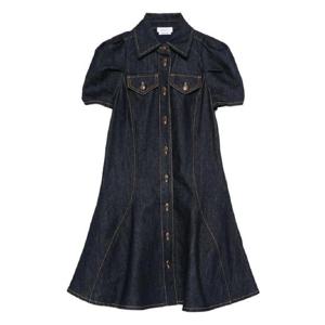 25 FW Alexander McQueen 퍼프 소매 버튼 프런트 데님 드레스 847963QMADZ TP442792729