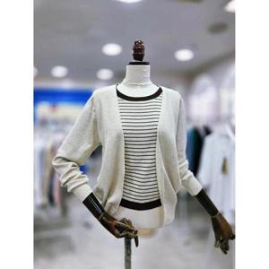 스테파니 세이브존08 단가라 배색 가디건 A25SW5324