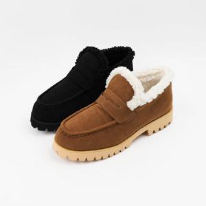 [신난다슈]여성 털 로퍼 단화 3cm 2종 여자 방한 모카신 숏 부츠 퍼안감 스웨이드 ST251849