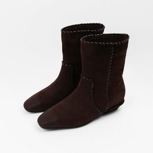 [신난다슈]여성 앵클부츠 3cm 여자 숏 앵글 부츠 기모 소가죽 스웨이드 MH250013 브라운