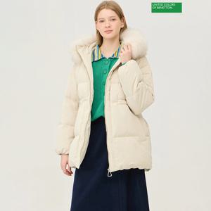 베네통 페이지 폭스퍼 중기장 구스 패딩 BAPD67461