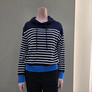 [꼼빠니아]밑단배색 스트라이프 후드 니트티 CAEW9-WSL710