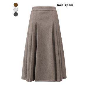[보니스팍스]울 블렌딩 핀턱 플레어 롱 스커트 (XPCSK002M0)