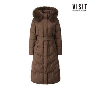 비지트인뉴욕  폭스퍼 벨티드 덕다운 패딩 후드 점퍼 (V5CJP02)
