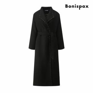 [보니스팍스] 스티치 디테일 벨티드 싱글 롱 코트 (XQ1CT001M0)