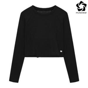 뮬라웨어 여성 시어리 세미크롭 롱 슬리브 AWSFTL103-BK-YDP