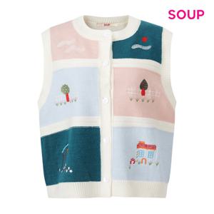 SOUP  가든 자수 디테일 니트 베스트 (S61VE02)