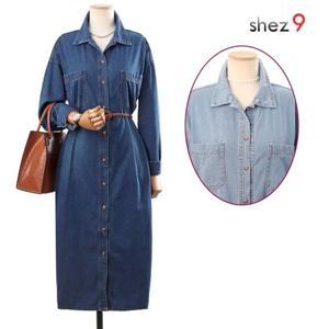 [쉬즈넘버나인]파커 데님 카라 오픈 원피스