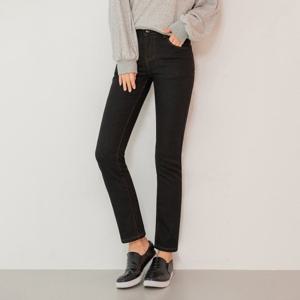 [진마니아]블랙 허리밴드 본딩기모 일자 데님