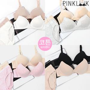 핑크룩 노와이어/와이어 코튼 순면 브라팬티 4종세트+선물