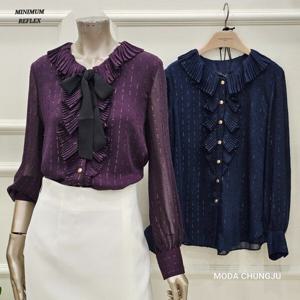 [미니멈]MD 리본타이 셋 프릴 카라 블라우스 MD MMYCGWB8100_CJ