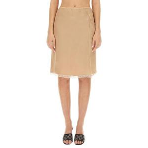 구찌 여성 베이지 쉬폰 미디 스커트 760549_XUAI05735