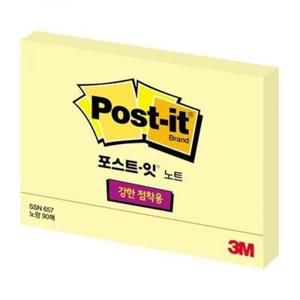 3M 포스트잇 강한 점착용 657SSN 노랑 5개