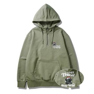 [지프]JQ1THU221 카키 25년 지프 반넥 베어 그래픽 후드티셔츠