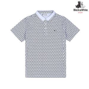 [블랙앤화이트] 여성 프린트 카라 반팔 티셔츠 9525LZSS_WHITE