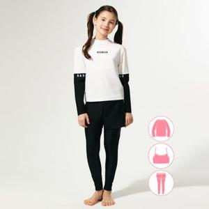 [베이직 엘르]베이직엘르 여아동 화이트 래쉬가드 워터레깅스 비치반바지 세트 BEG-Y601H